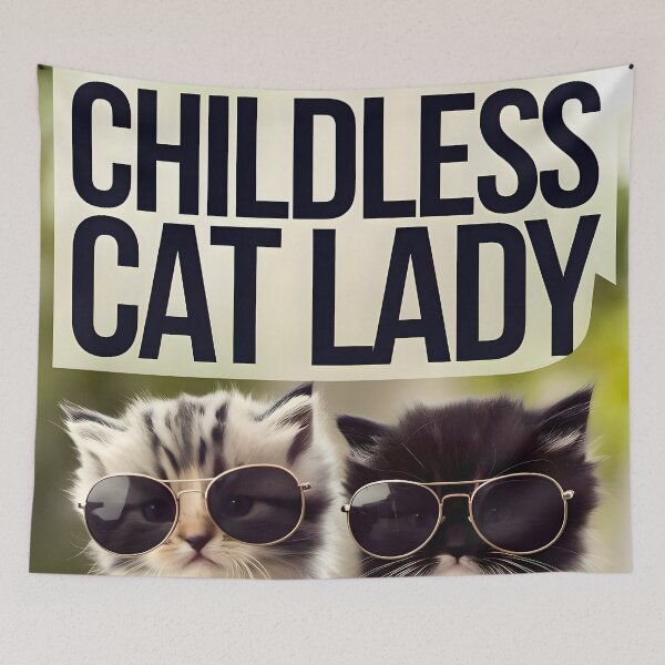 Item preview, Childless cat lady (2 cats with sunglasses)  designed and sold by HofTao.