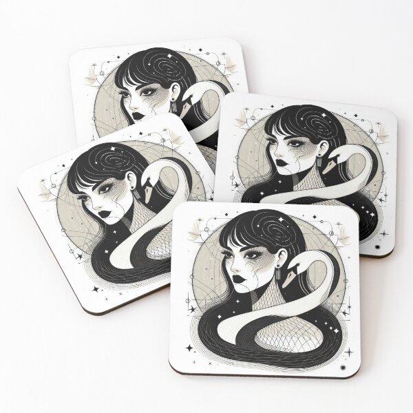 Item preview, A girl with a swan portrait - black, white and gray designed and sold by yearmoe.