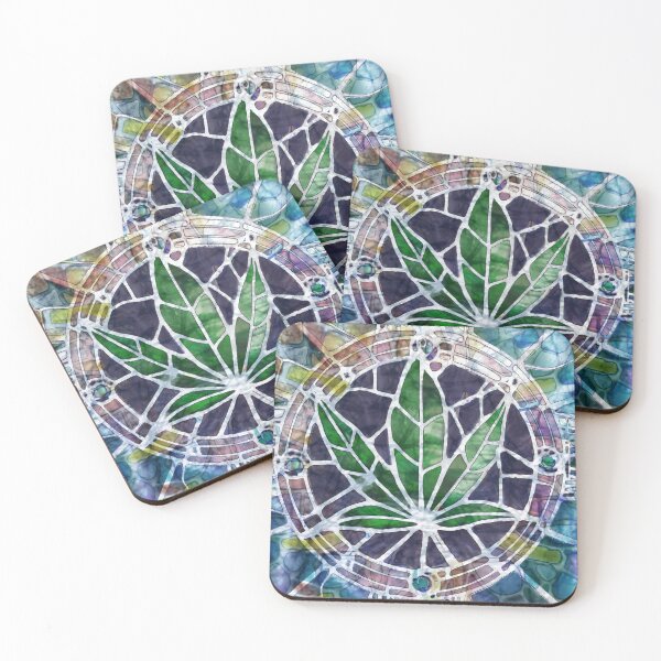 Item preview, 420 Pot Leaf Batik Tie Dye stained glass window sacred nature designed and sold by AuroraXGreen.