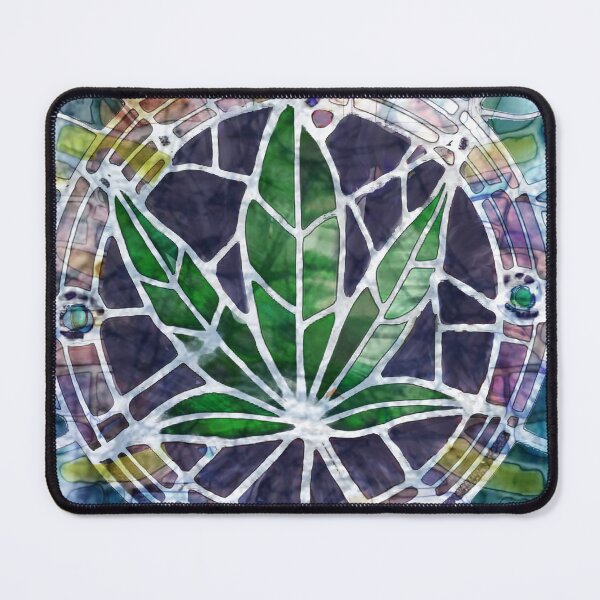 Item preview, 420 Pot Leaf Batik Tie Dye stained glass window sacred nature designed and sold by AuroraXGreen.