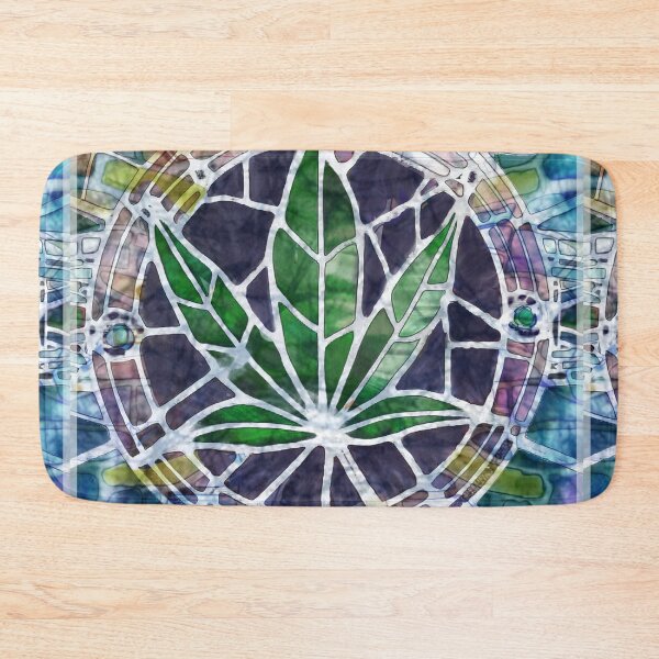 Item preview, 420 Pot Leaf Batik Tie Dye stained glass window sacred nature designed and sold by AuroraXGreen.