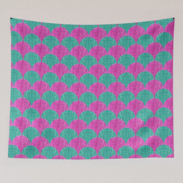 Item preview, Pink Green Glitter Scallops, Luxury designed and sold by Victoria Rose.