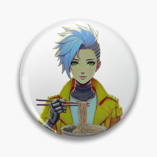 Item preview, Cyberpunk Anime Girl Eating Noddles   designed and sold by Timernaut.