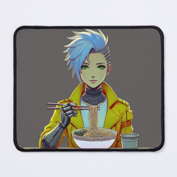 Item preview, Cyberpunk Anime Girl Eating Noddles   designed and sold by Timernaut.