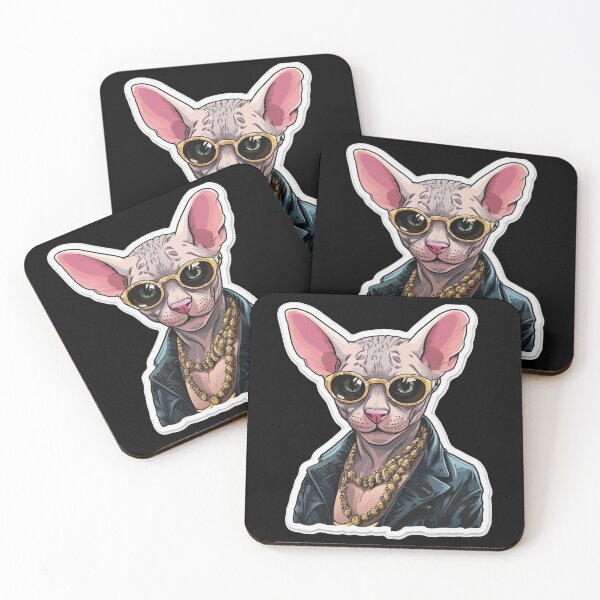 Item preview, Gold Chain Cat: Fashion Urban Sphynx designed and sold by Pujo Design.