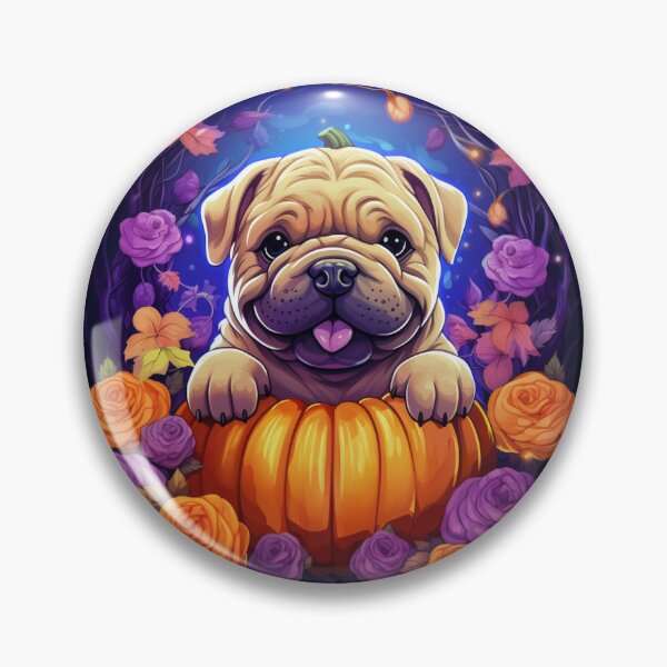 Artikelvorschau, Spooktacular Paws Shar-Pei-Hund in einem Kürbis entworfen und verkauft von HalloweenMStore.