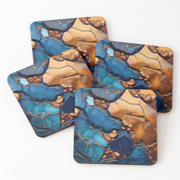 Item preview, Distressed Blue and Gold Stone Jewel Pattern – Elegant and Vintage-Inspired Design for Fashion and Home Décor designed and sold by 21 Tulips.