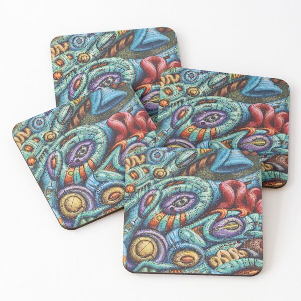 Item preview, Psychedelic biomechanical acrylic painting designed and sold by psiloglyphs.