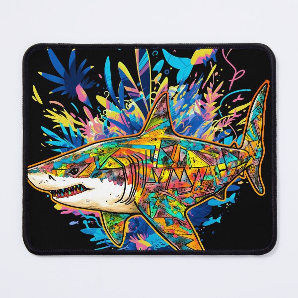 Item preview, Great Bright Shark on Pastel Reef - Orange Outline designed and sold by Artsy Sharky.