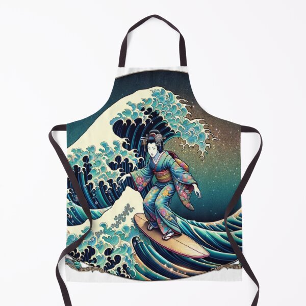 Item preview, Geisha Surfing the Great Wave in Kimono designed and sold by SakuraJapanArt.