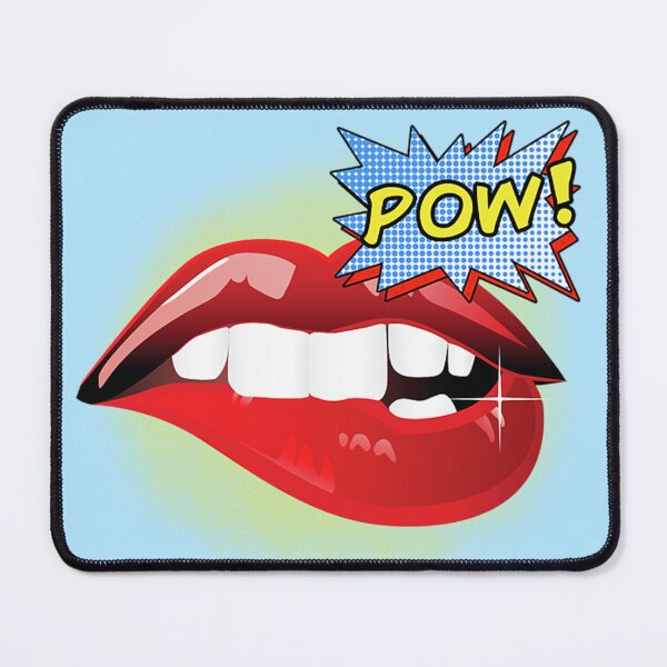 Item preview, POW! Comic book illustration of mouth with white teeth biting red lower lip.  designed and sold by claireseyeview.