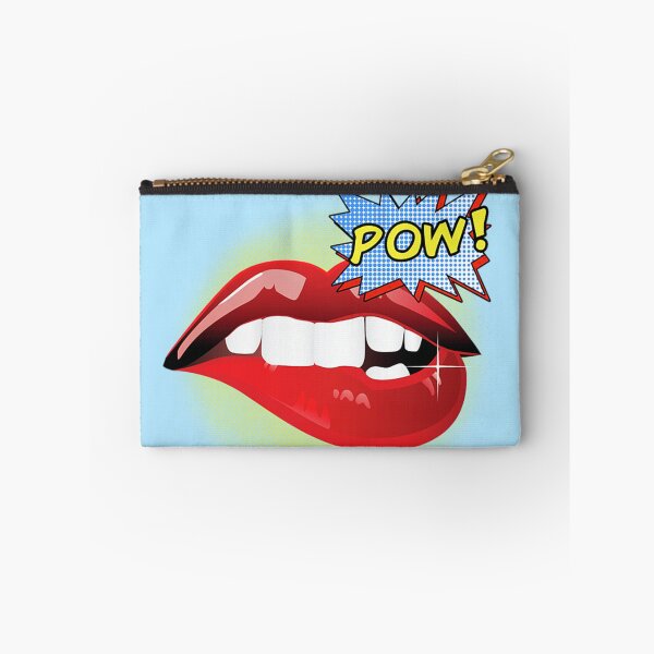 Item preview, POW! Comic book illustration of mouth with white teeth biting red lower lip.  designed and sold by claireseyeview.