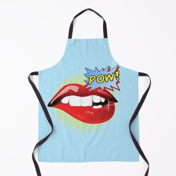 Item preview, POW! Comic book illustration of mouth with white teeth biting red lower lip. designed and sold by claireseyeview.