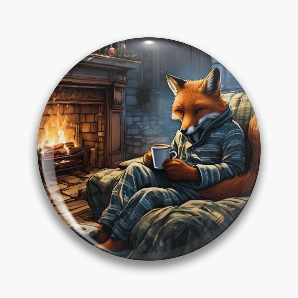 Item preview, Mr. Fox In Pajamas By The Fireplace designed and sold by Paw's Arts.