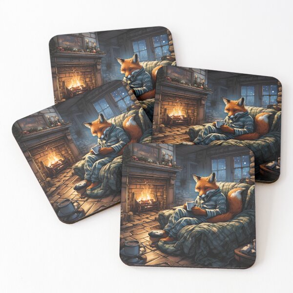 Item preview, Mr. Fox In Pajamas By The Fireplace designed and sold by Paw's Arts.