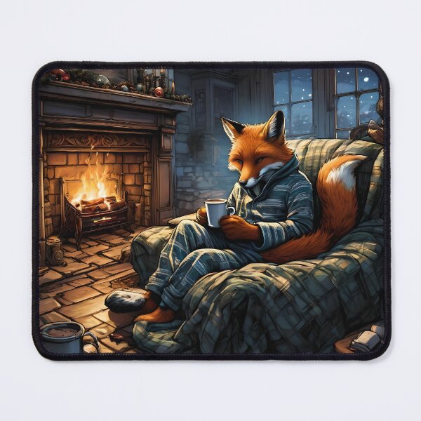Item preview, Mr. Fox In Pajamas By The Fireplace designed and sold by Paw's Arts.