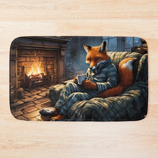 Item preview, Mr. Fox In Pajamas By The Fireplace designed and sold by Paw's Arts.