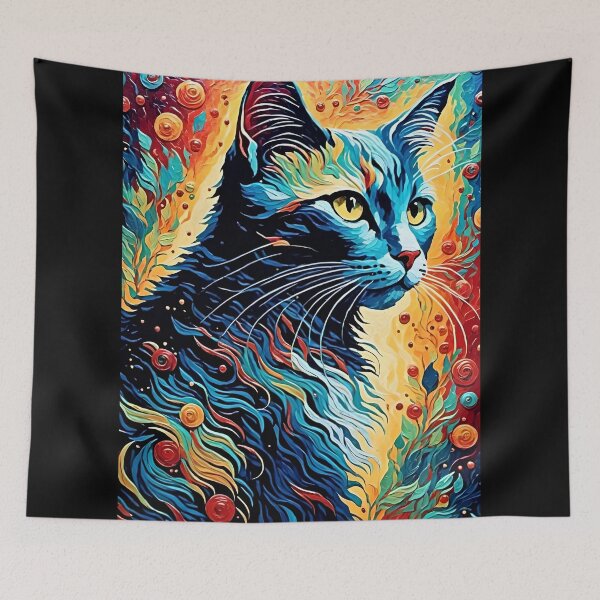 Item preview, Whimsical Cat Art - Dark Fantasy and Cats - Cat lover Room Decor designed and sold by Wiss2Arts.