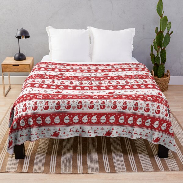Item preview, Christmas Pattern - Snowman, Santa Claus, Reindeers, Gifts - White and Red designed and sold by GDCdesigns.
