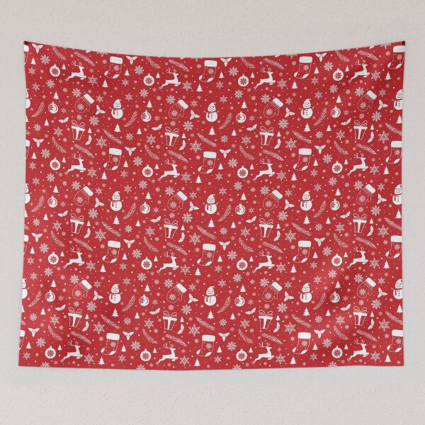 Item preview, Christmas Pattern - Snowman, Snowflakes, Reindeers, Gifts - White and Red designed and sold by GDCdesigns.