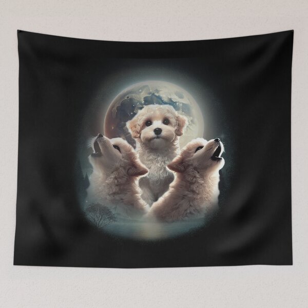 Item preview, 3 Maltipoo Moon - a howlingly funny design - parody of 3 wolf moon with Poodles designed and sold by hitechmom.