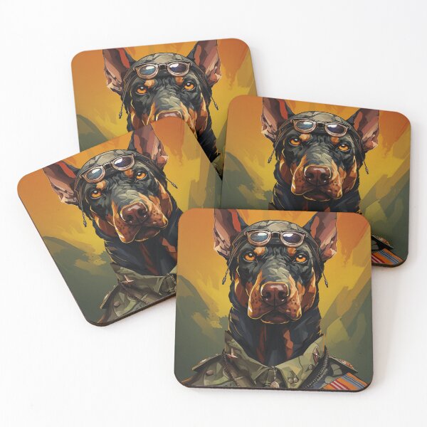 Item preview, Military Doberman Under an Orange Sky designed and sold by Samuelsboro.