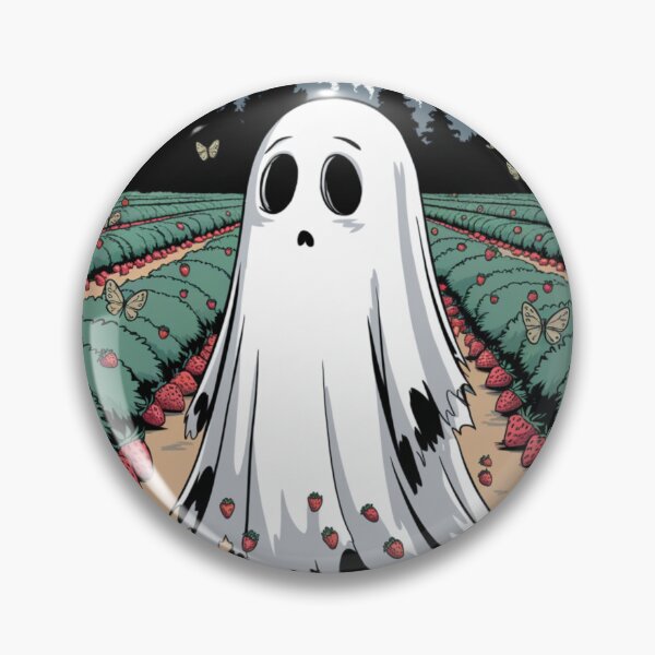 Item preview, The Ghost in the Strawberry Field There's a ghost with a tattered white robe standing in a strawberry field. designed and sold by SNOPPEZ.