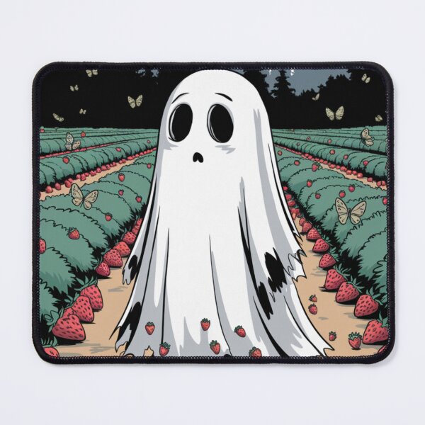 Item preview, The Ghost in the Strawberry Field There's a ghost with a tattered white robe standing in a strawberry field. designed and sold by SNOPPEZ.