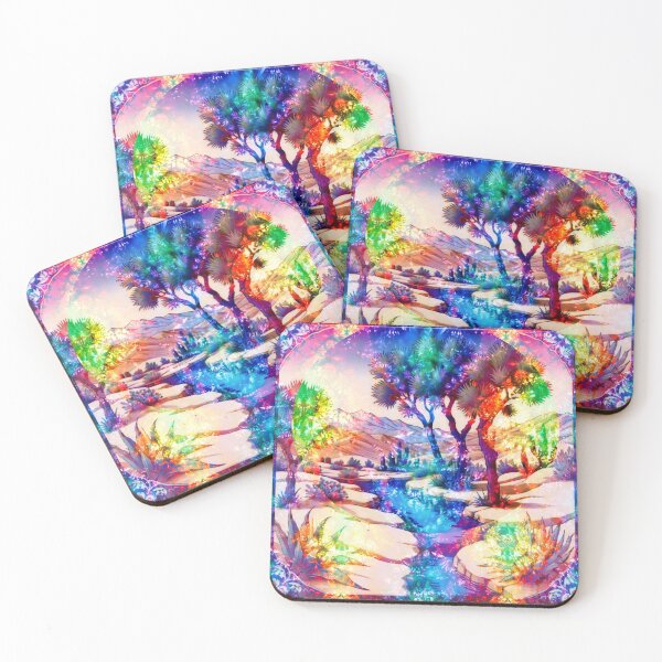 Item preview, Rainbow Tie Dye Desert Oasis Psychedelic Landscape Mountains cactus designed and sold by AuroraXGreen.