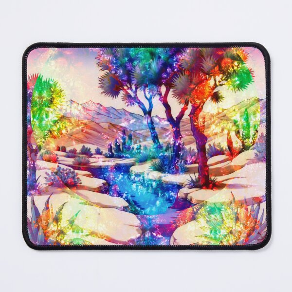 Artikelvorschau, Regenbogen Tie Dye Wüstenoase Psychedelische Landschaft Berge Kaktus entworfen und verkauft von AuroraXGreen.