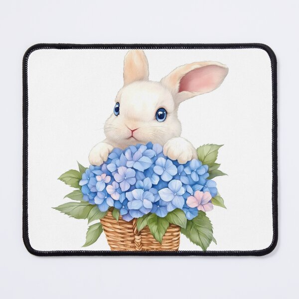Item preview, Charming watercolor clip art featuring a cute rabbit holding a hydrangea bouquet, perfect for crafting, decor, or printables with a soft, whimsical aesthetic. designed and sold by Jayjaynaenae.