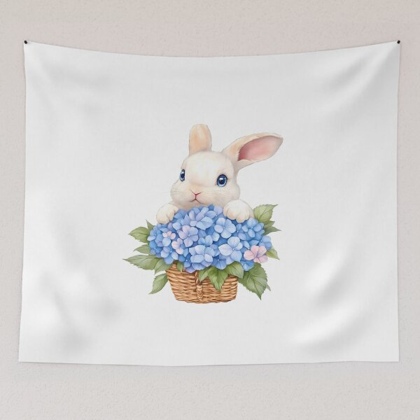 Item preview, Charming watercolor clip art featuring a cute rabbit holding a hydrangea bouquet, perfect for crafting, decor, or printables with a soft, whimsical aesthetic. designed and sold by Jayjaynaenae.
