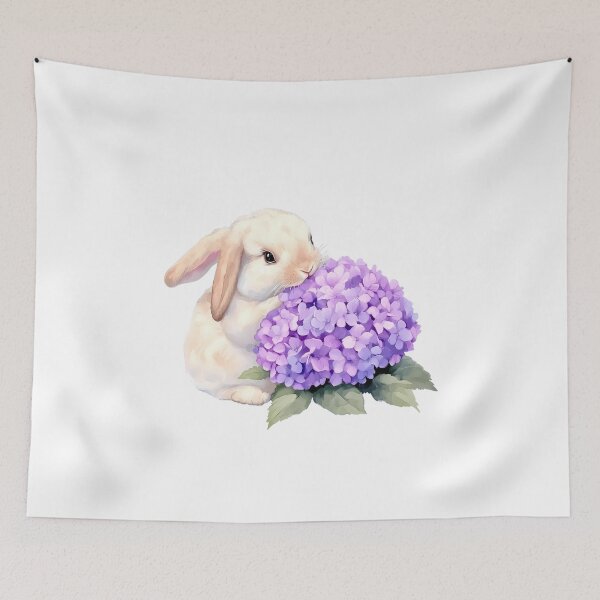 Item preview, Rabbit with purple Hydrangea designed and sold by Jayjaynaenae.