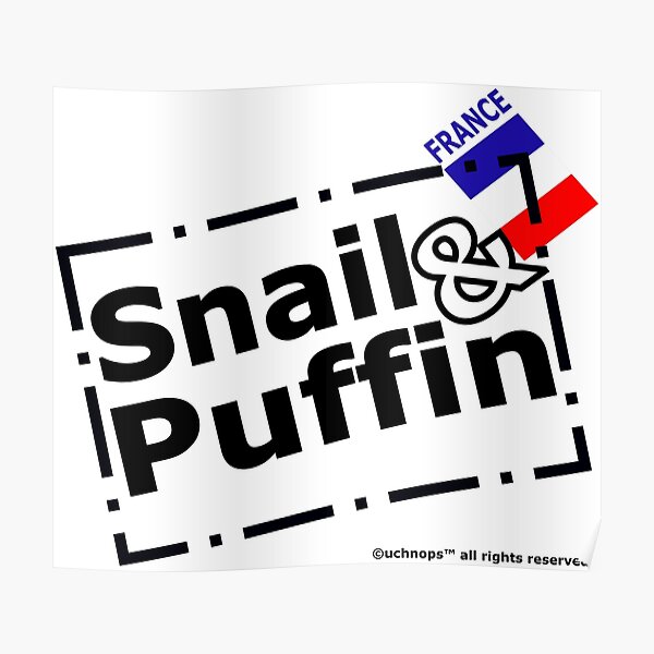 Snail and Puffin French Flag Stamp Poster