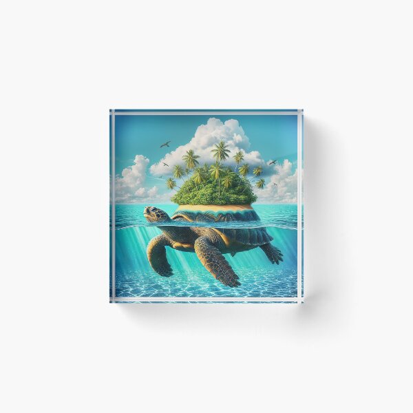 Item preview, Giant Sea Turtle Island | Fantasy Ocean Wall Art for Home Decor designed and sold by Vin  Zzep.