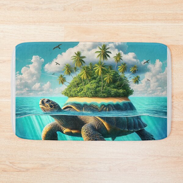 Item preview, Giant Sea Turtle Island | Fantasy Ocean Wall Art for Home Decor designed and sold by Vin  Zzep.