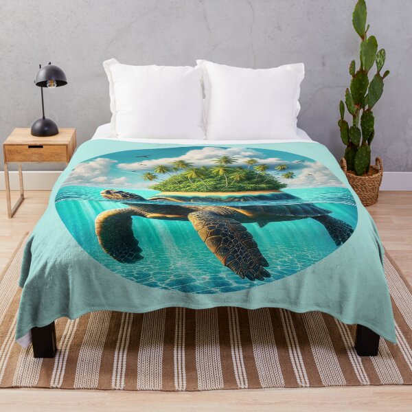 Item preview, Giant Sea Turtle Island | Fantasy Ocean Wall Art for Home Decor designed and sold by Vin  Zzep.