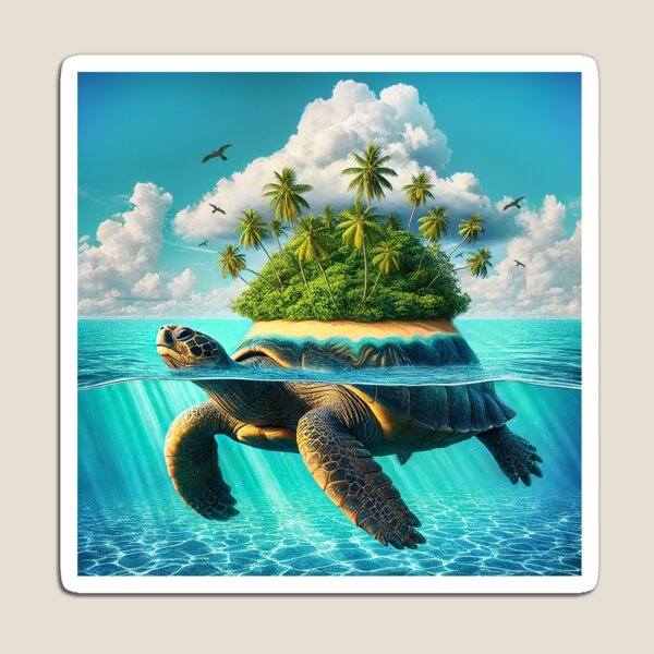 Item preview, Giant Sea Turtle Island | Fantasy Ocean Wall Art for Home Decor designed and sold by Vin  Zzep.