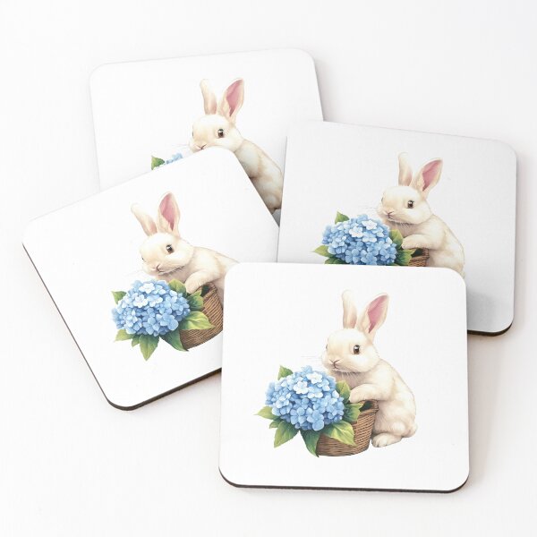 Item preview, Rabbit with blue Hydrangea basket designed and sold by Jayjaynaenae.