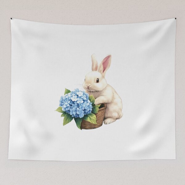 Item preview, Rabbit with blue Hydrangea basket designed and sold by Jayjaynaenae.