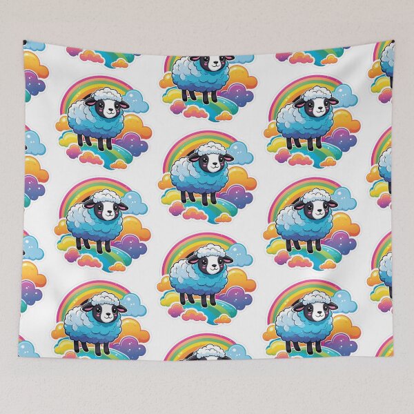 Item preview, Sheep with Rainbow Sticker. Kawaii Stickers. Birthday and Gifts.  designed and sold by Aknarin Thika.