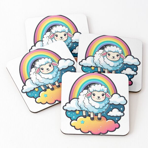 Item preview, Sheep with Rainbow Sticker. White Sheep. Kawaii Stickers. Birthday and Gifts.  designed and sold by Aknarin Thika.