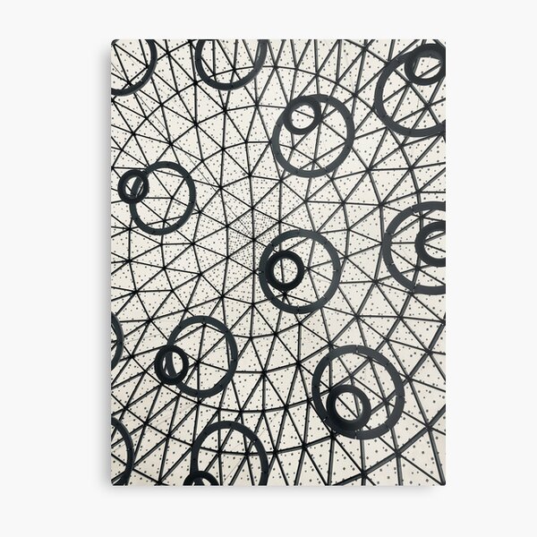 Black and White Abstract Circles Pattern Architecture Ceiling Photograph Metal Print