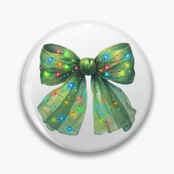 Item preview, Elegant Green Christmas Bow with Colorful Lights designed and sold by CultDigHoriz.