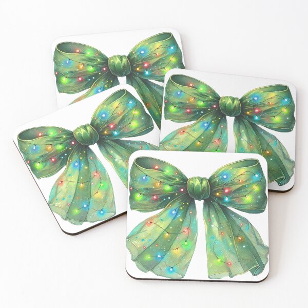 Item preview, Elegant Green Christmas Bow with Colorful Lights designed and sold by CultDigHoriz.