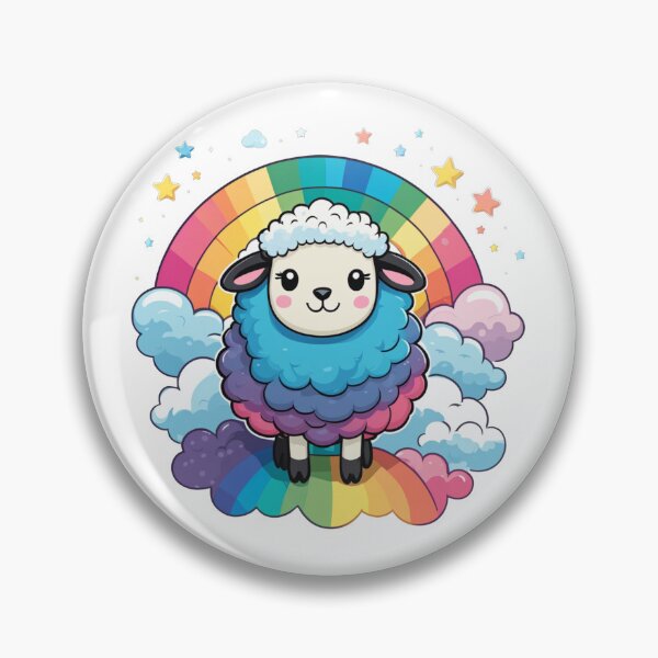 Item preview, Sheep with Rainbow Sticker. Ram. Kawaii Stickers. Birthday and Gifts.  designed and sold by Aknarin Thika.