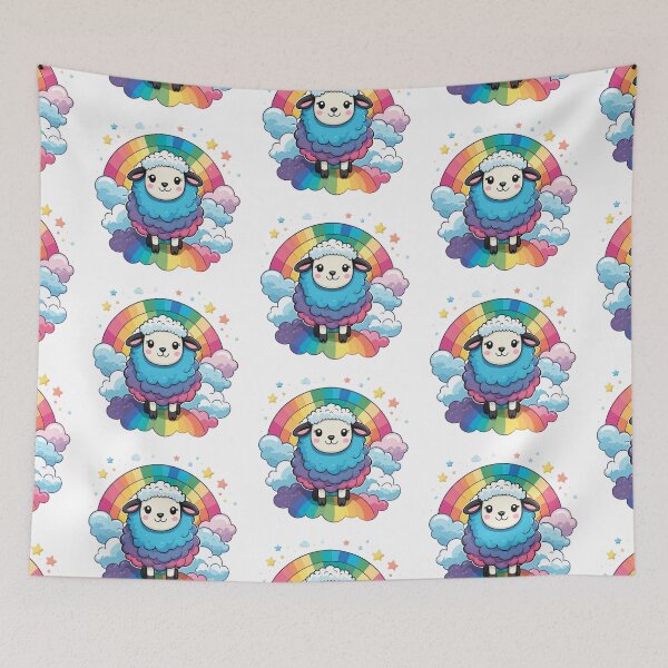 Item preview, Sheep with Rainbow Sticker. Ram. Kawaii Stickers. Birthday and Gifts.  designed and sold by Aknarin Thika.