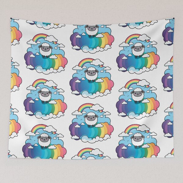 Item preview, Sheep with Rainbow Sticker. Lamb Cartoon. Kawaii Stickers. Birthday and Gifts.  designed and sold by Aknarin Thika.