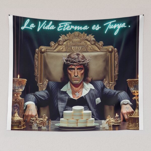 Item preview, Scarface-inspired Jesus, Adorned with Neon designed and sold by jay-cack.