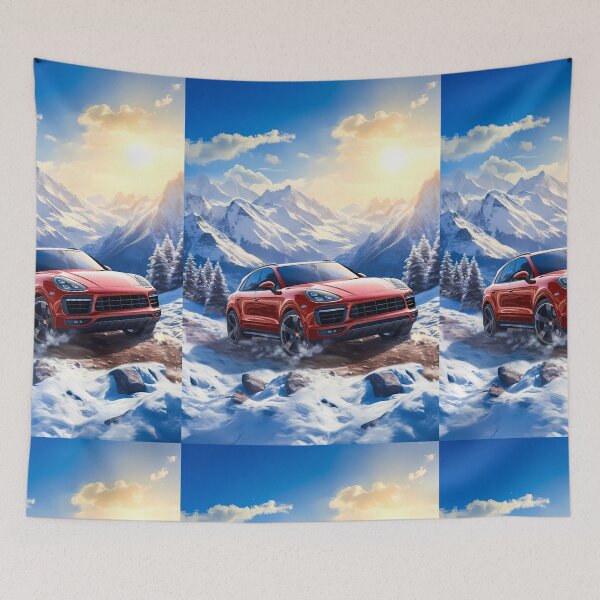 Item preview, Porsche Cayenne Turbo Exploring Snowy Mountain Roads designed and sold by RevUpDesign.